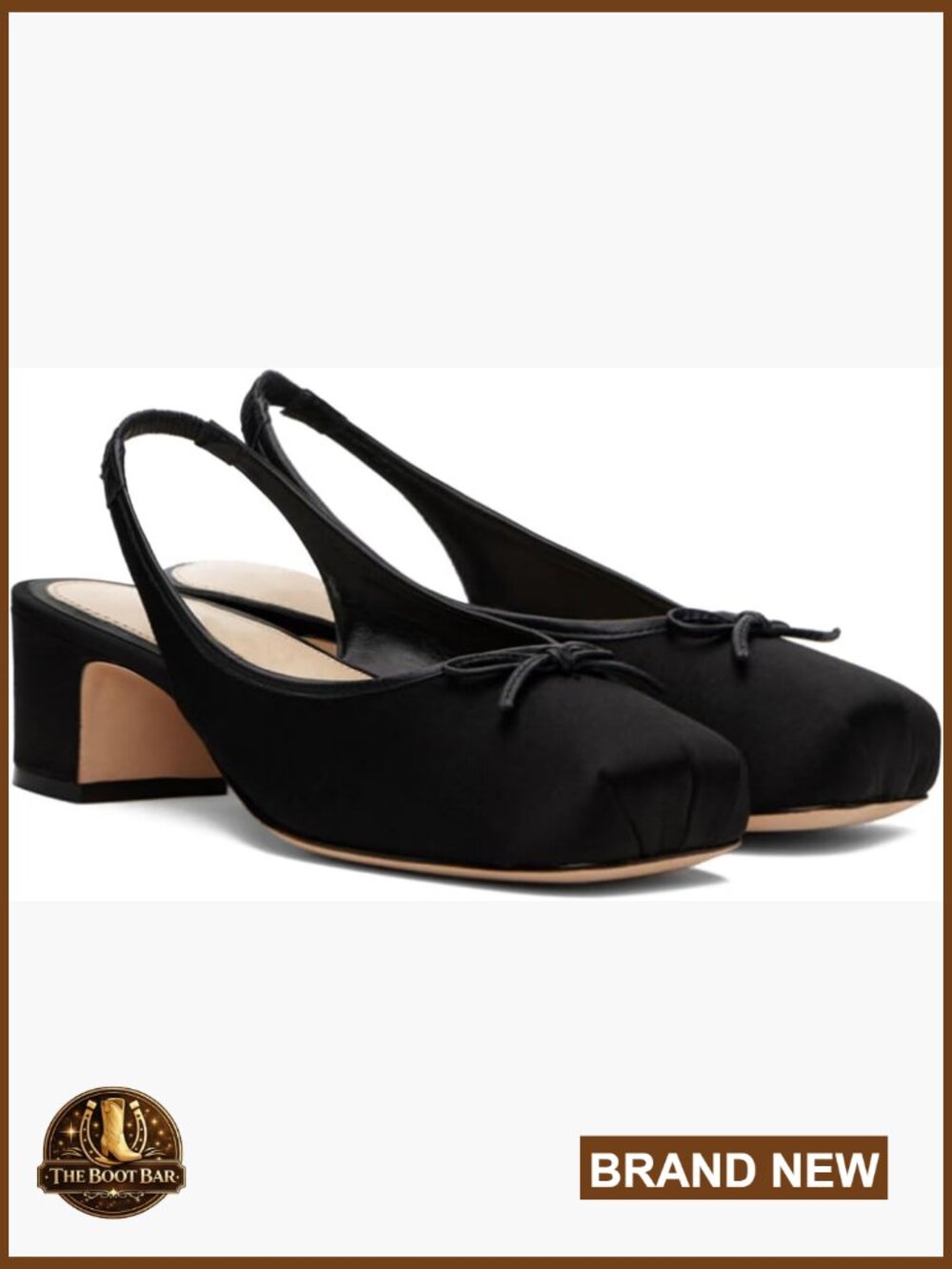 Ruched Satin Slingback Ballet Heels with Bow Square Toe Chunky Block Heels